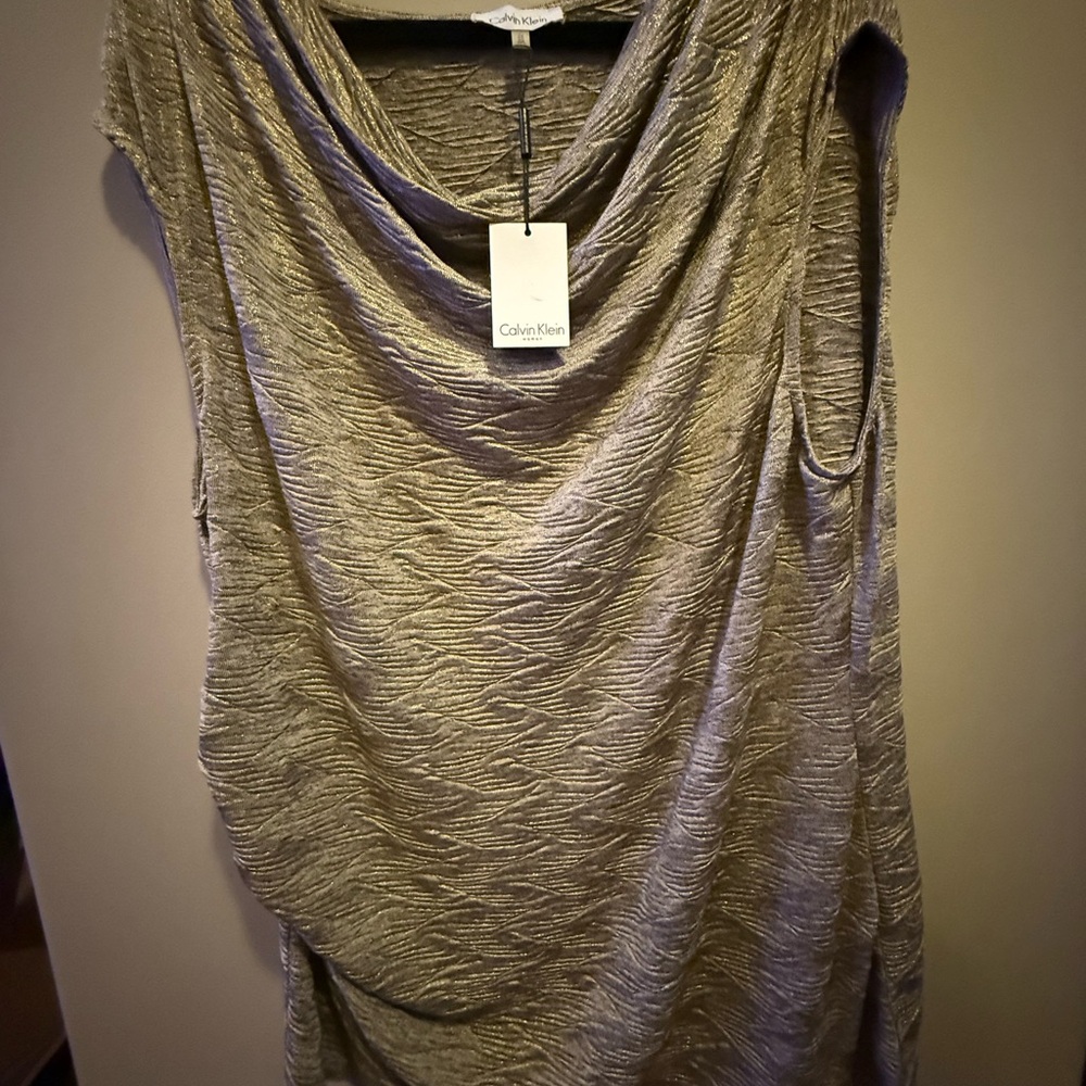 Calvin Klein Women's Textured Gray Blouse